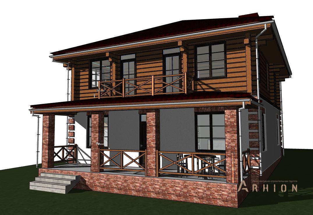 5. Проект двухэтажного дома в современном стиле с четырехскатной, hm-1247, площадью - 151 кв c терассой